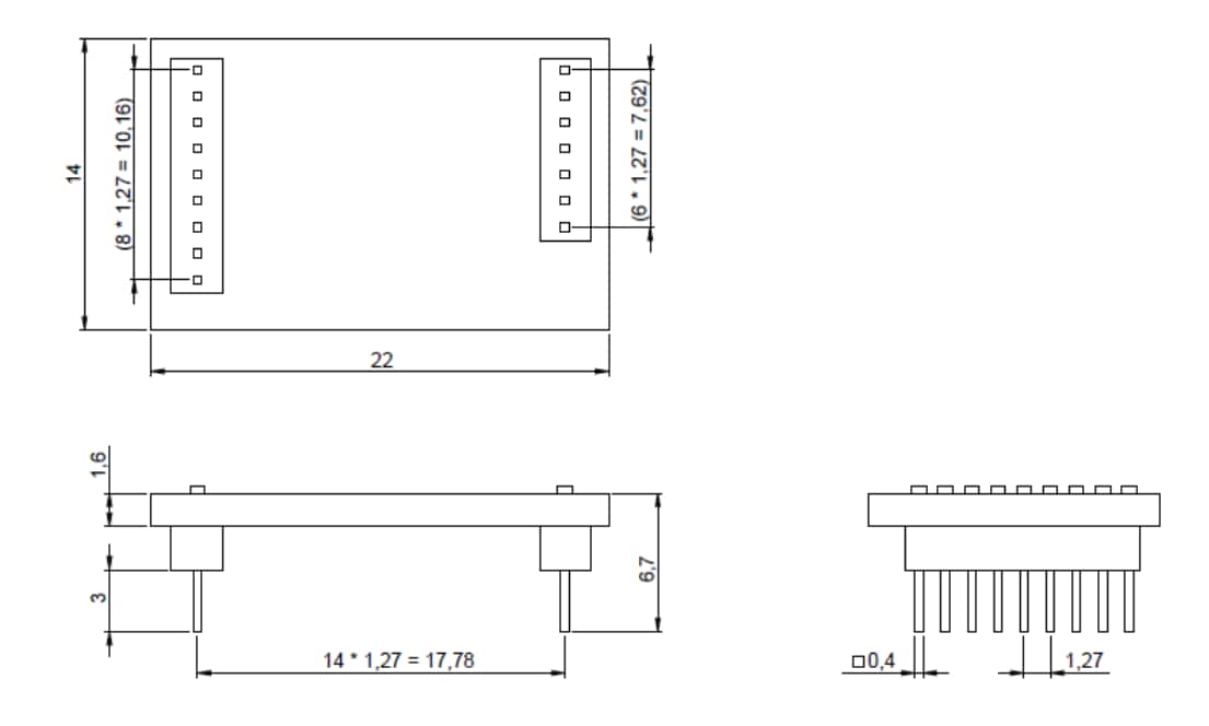 Technische Zeichnung - Bosch BMA456 Shuttle-Board 3.0